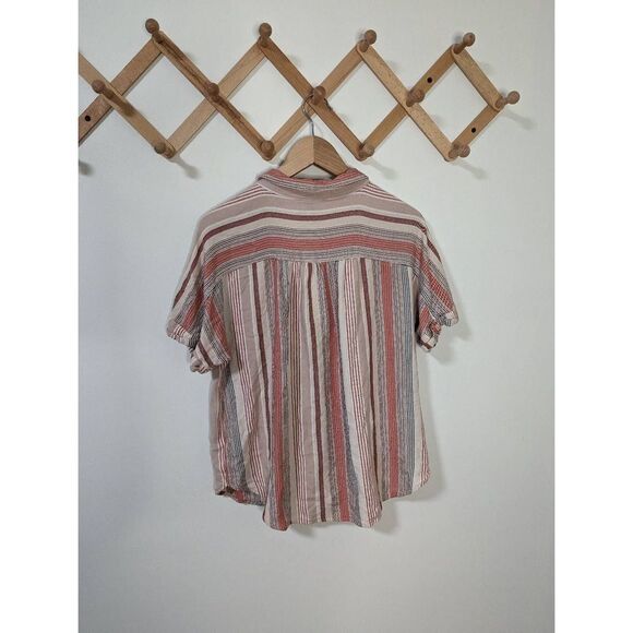 Universal Thread Striped Courier Style Button Up Short Sleeve Shirt - Size XL - Picture 3 of 4